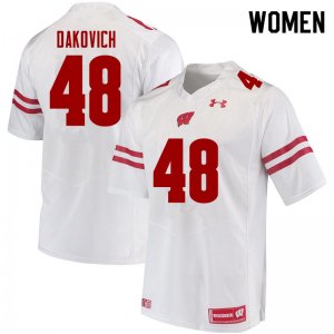 Women's Wisconsin Badgers NCAA #48 Cole Dakovich White Authentic Under Armour Stitched College Football Jersey AK31I31FS